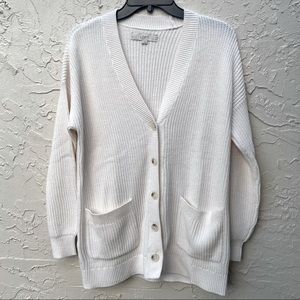 Loft White Button Down Sweater